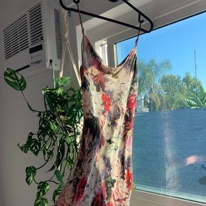 vintage silky flower print dress